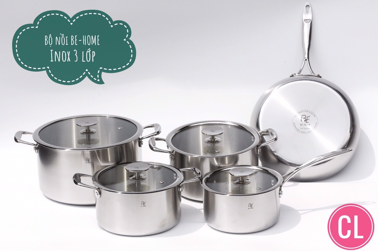 BỘ NỒI CHẢO BEHOME 3 LỚP 5 MÓN