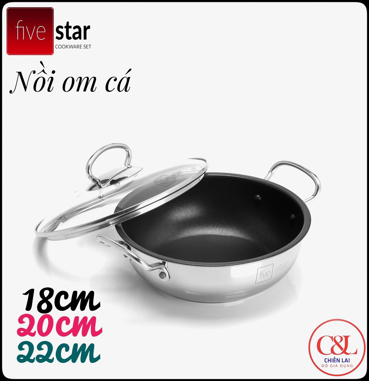 Nồi om cá chống dính Fivestar18cm