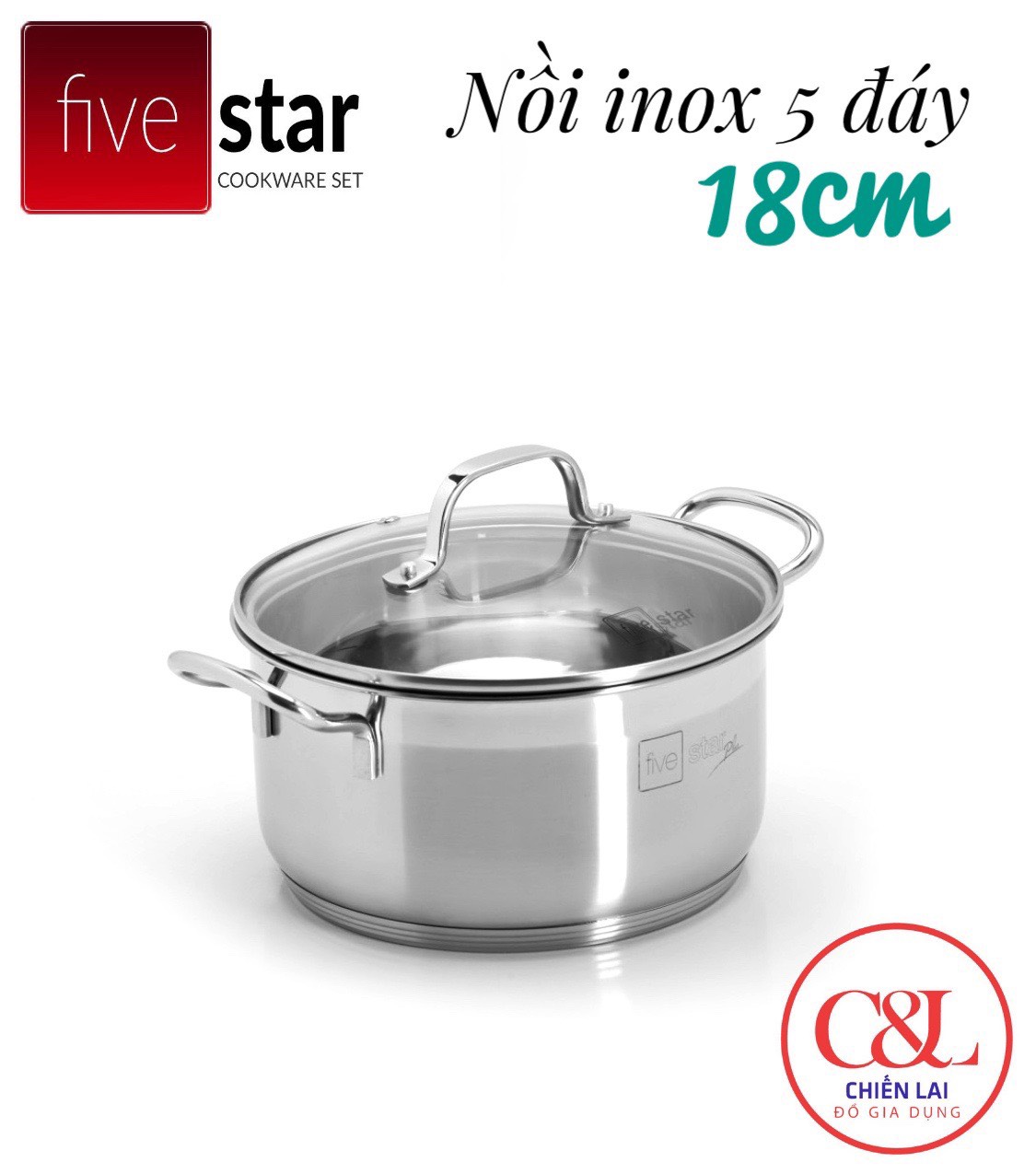 Nồi inox Fivestar 5 đáy inox 304 đun từ