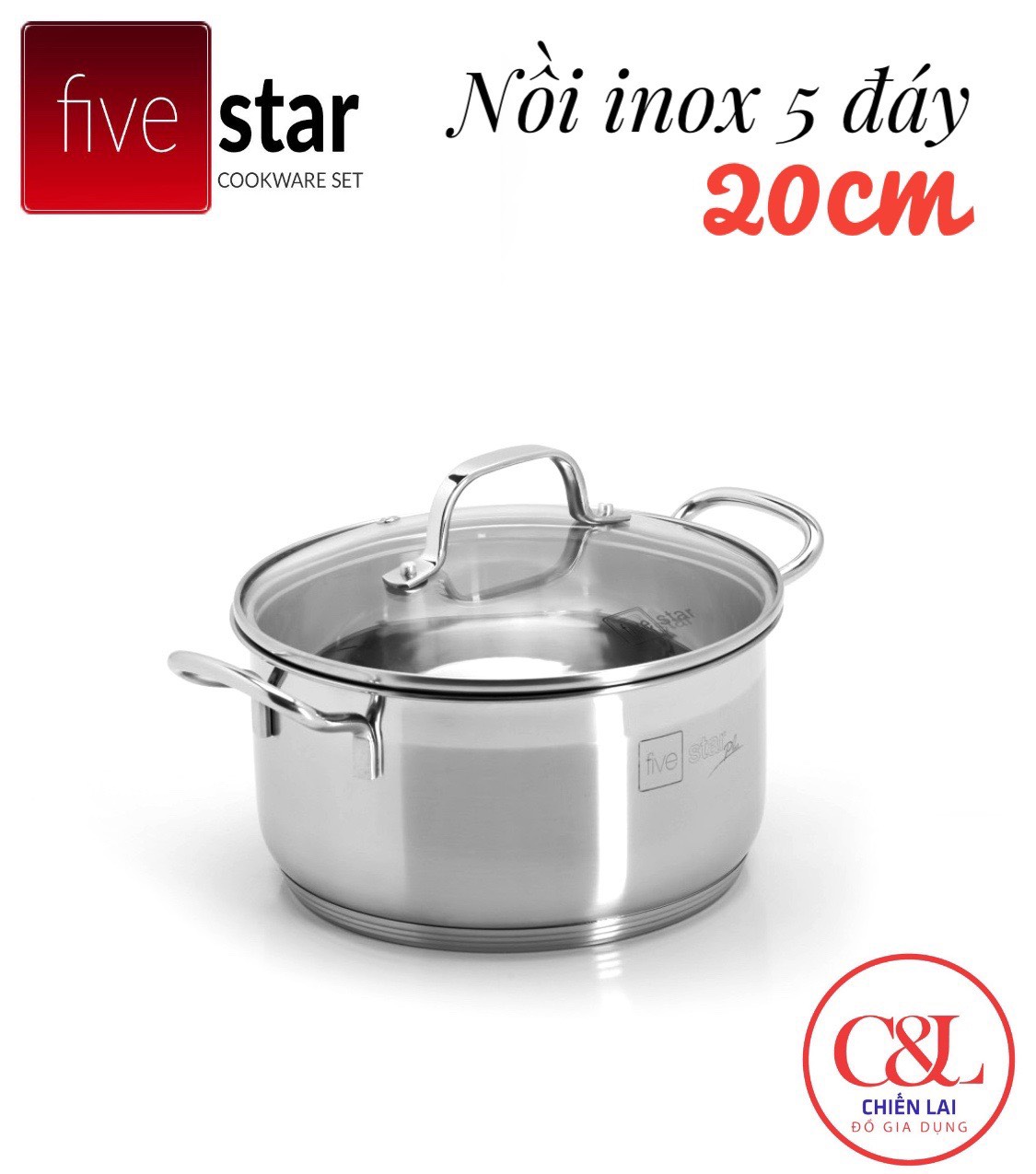 Nồi inox Fivestar 5 đáy inox 304 đun từ
