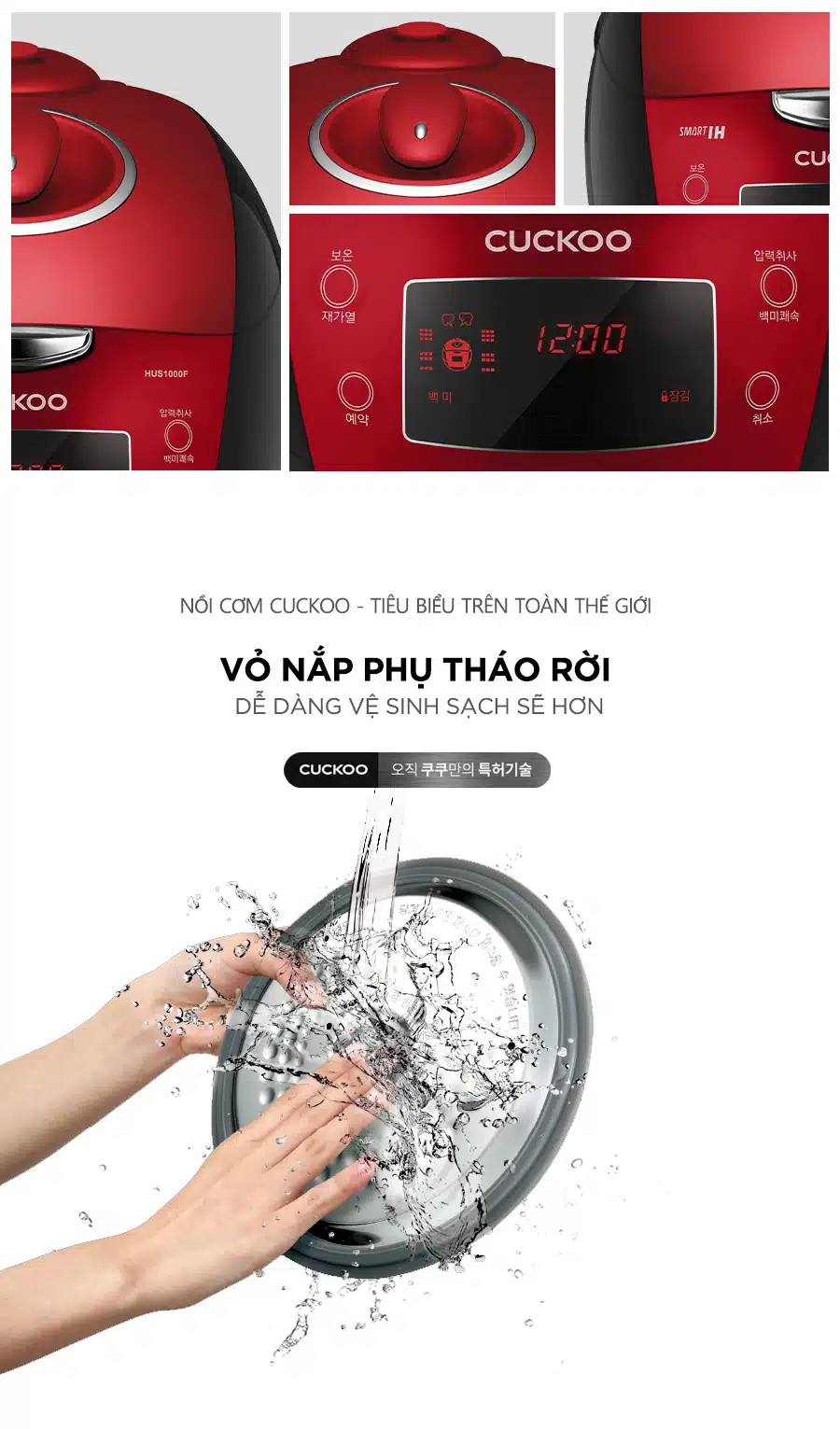 Nồi cơm áp suất cao tần Cuckoo 1.8 lít CRP-HUS1000F