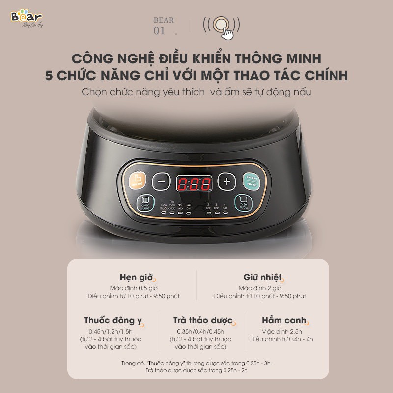 Ấm sắc thuốc Bear SB-AST35