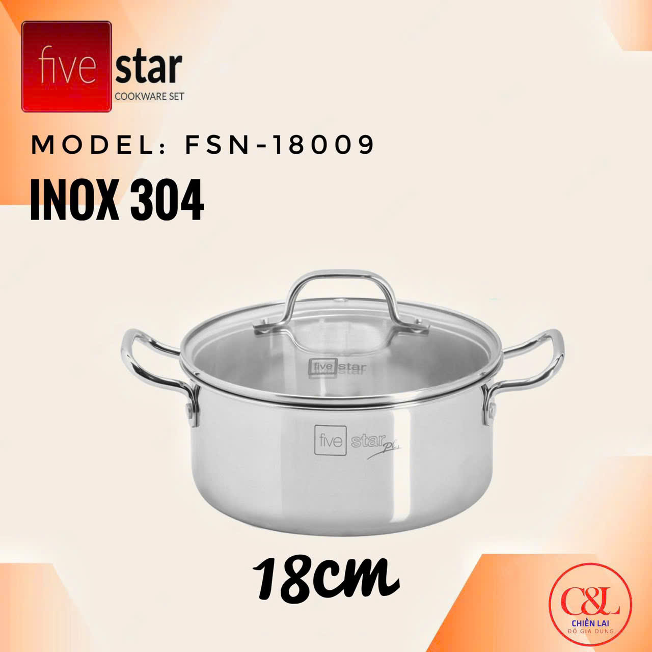 Nồi inox Fivestar 3lớp inox 304 đun từ
