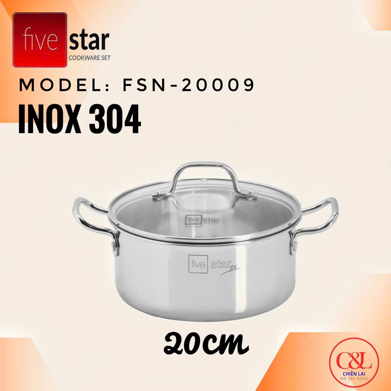 Nồi inox Fivestar 3lớp inox 304 đun từ