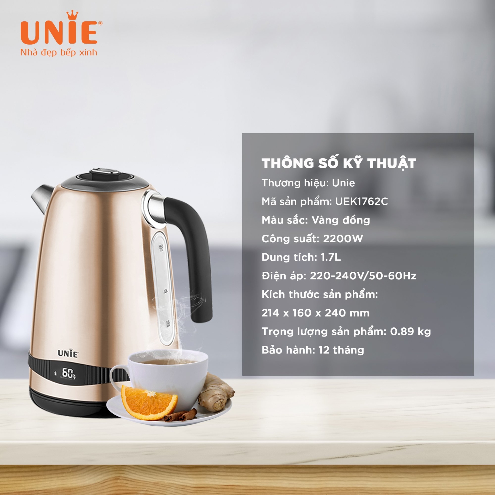 Ấm siêu tốc 1.7L UNIE UEK1762C