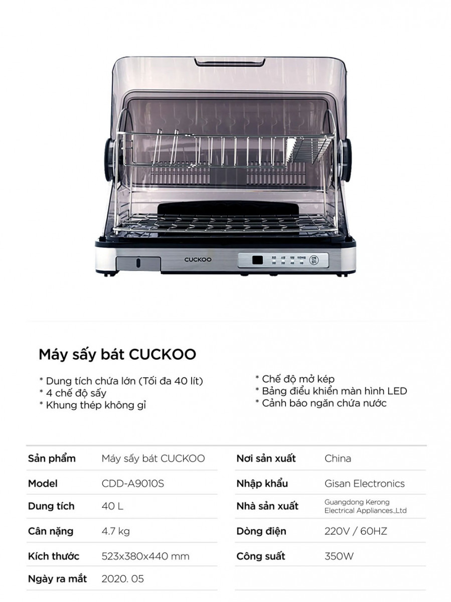 Máy Sấy Chén 40L CUCKOO CDD-A9010
