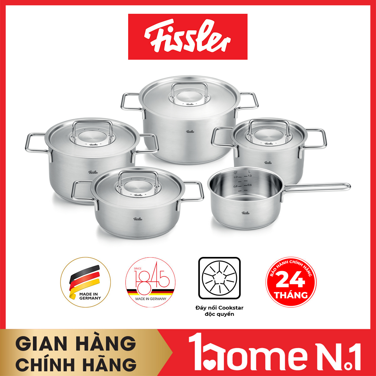 Bộ nồi Fissler Pure Collection 5 món (4 nồi 1 quánh)