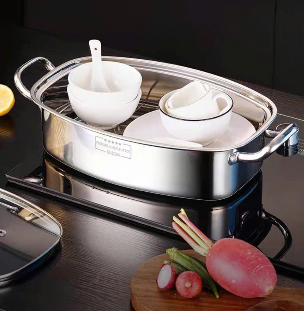 NỒI HẤP CÁ 2 TẦNG INOX 304 RK718