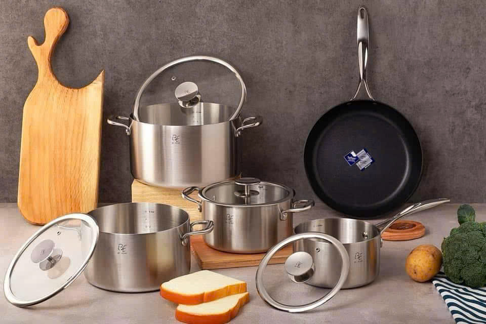 BỘ NỒI CHẢO BEHOME 3 LỚP 5 MÓN