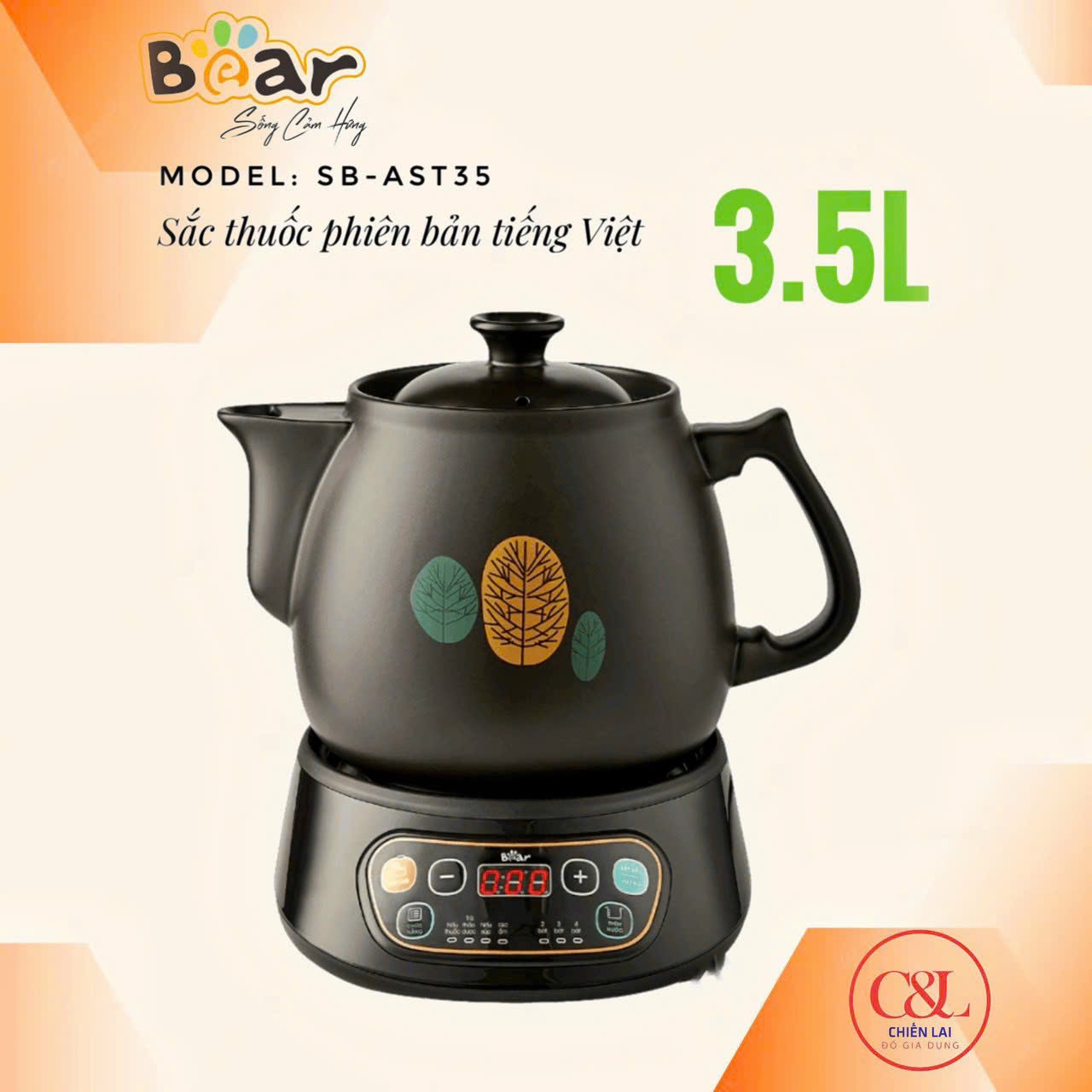 Ấm sắc thuốc Bear SB-AST35