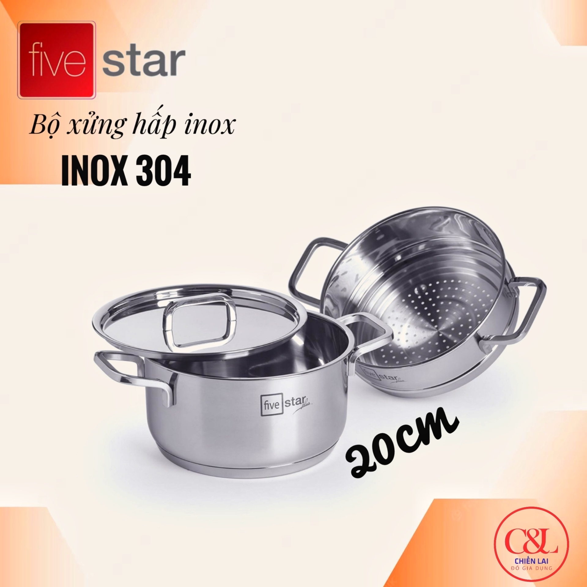 BỘ XỬNG 20CM INOX 304 FIVESTAR