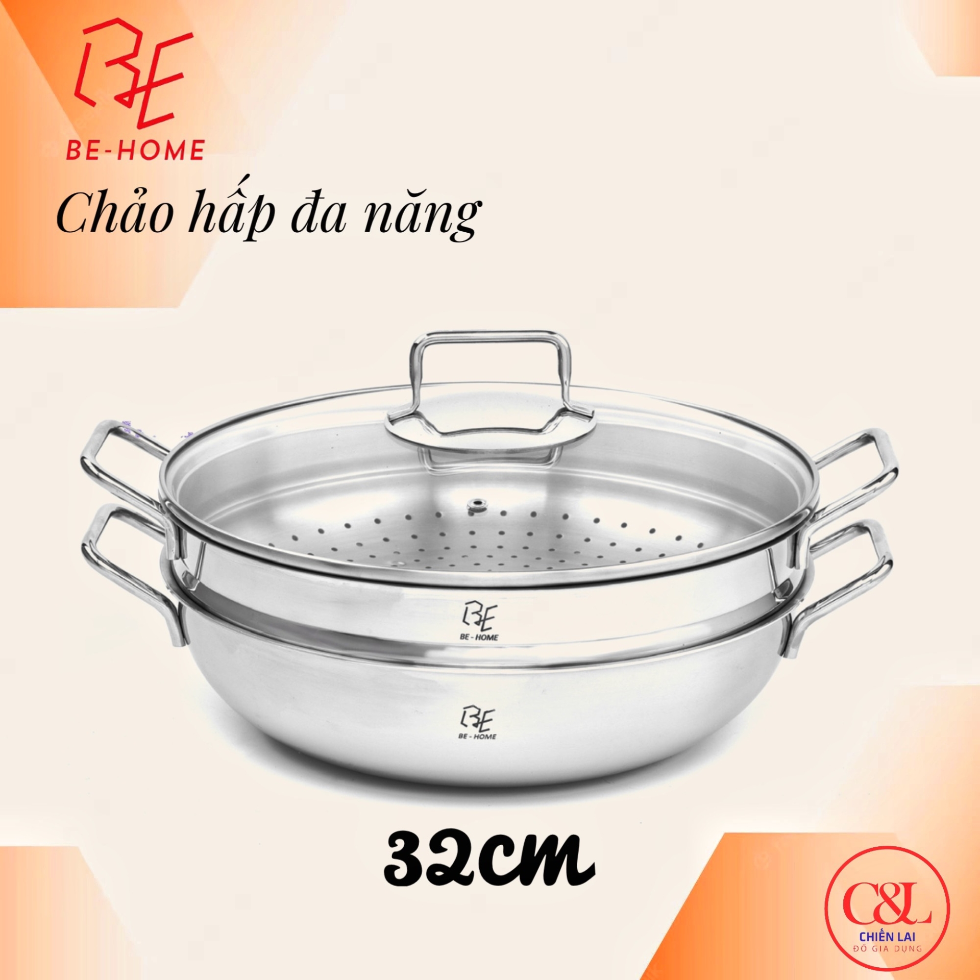 Bộ xửng hấp đa năng BEHOME 32cm
