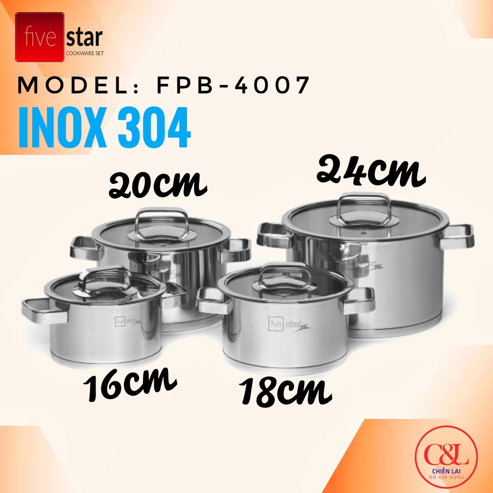 Bộ nồi Five star 4 món FPB4007