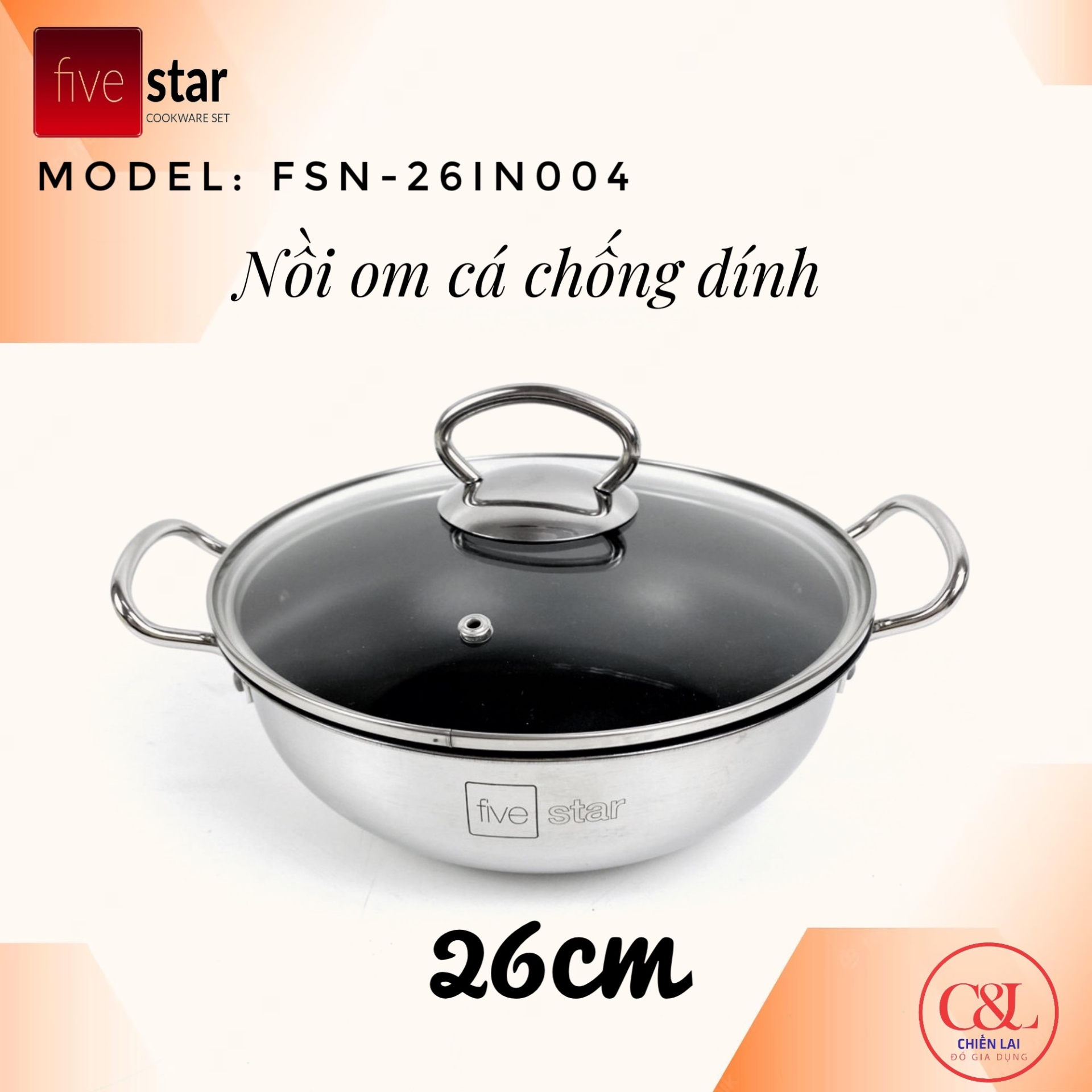 Nồi om cá chống dính Fivestar 26cm