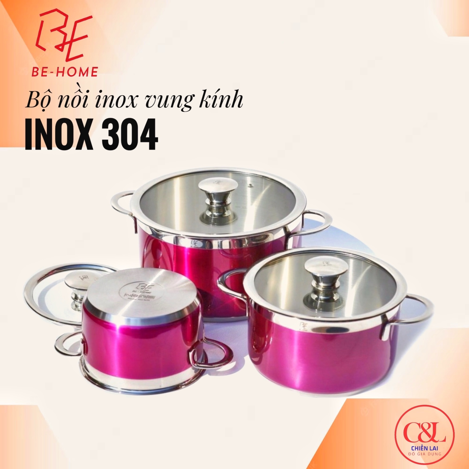 BỘ NỒI INOX BEHOME - BH3MT