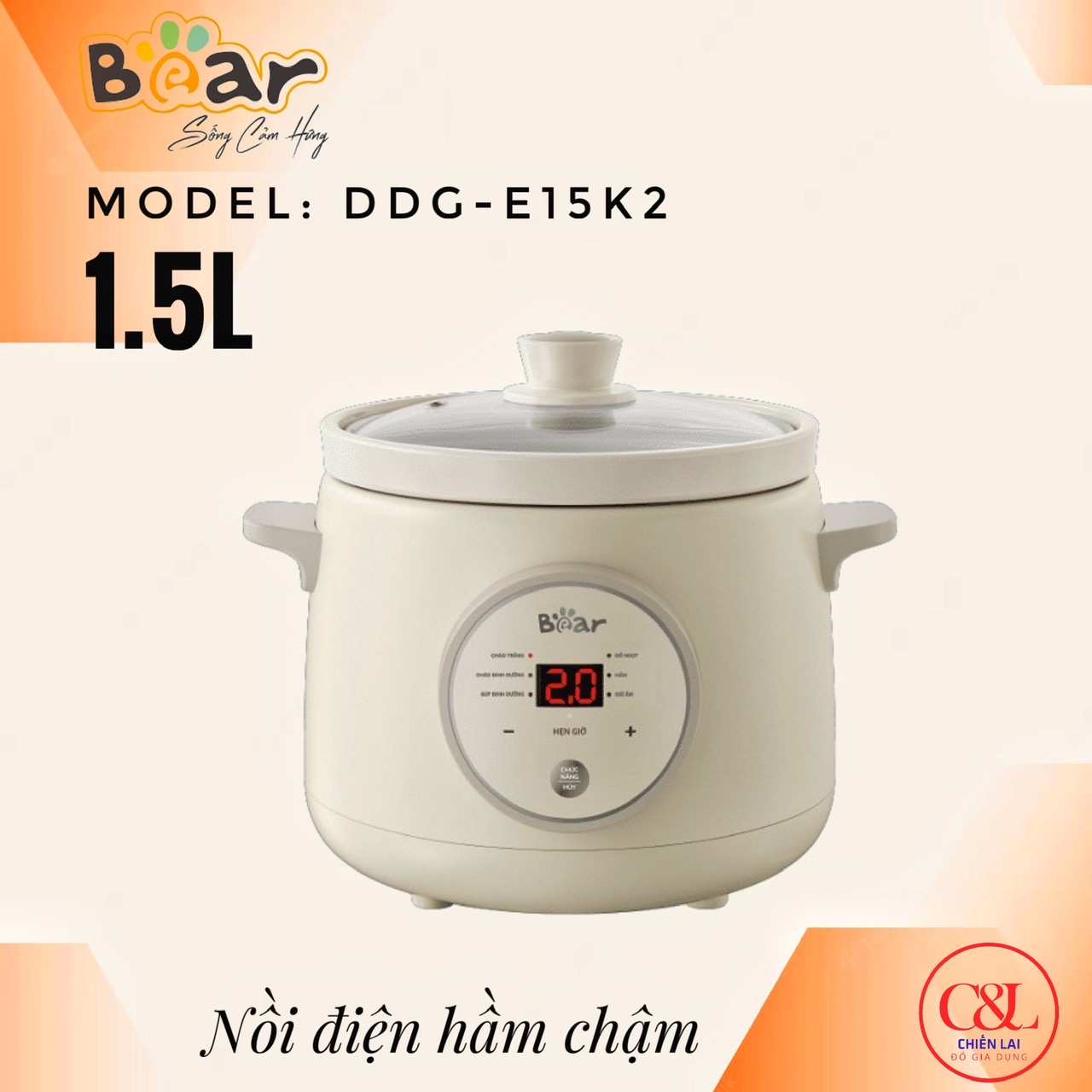Nồi nấu chậm 1.5L BEAR E15K2