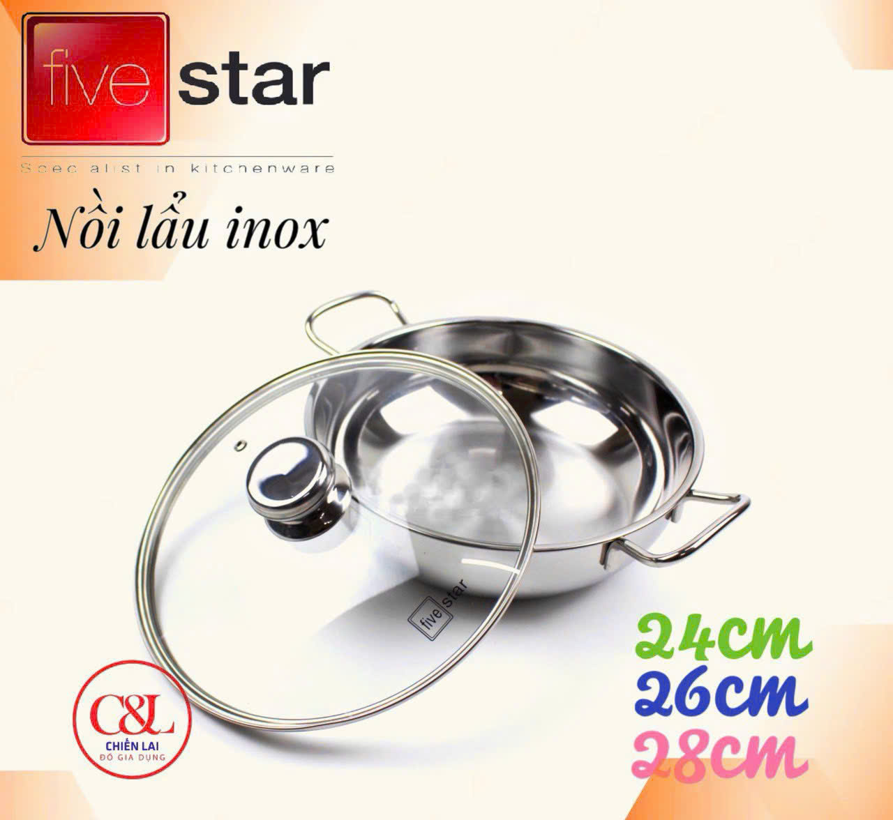 NỒI LẨU FIVESTAR 3 ĐÁY 24/26/28/30/32
