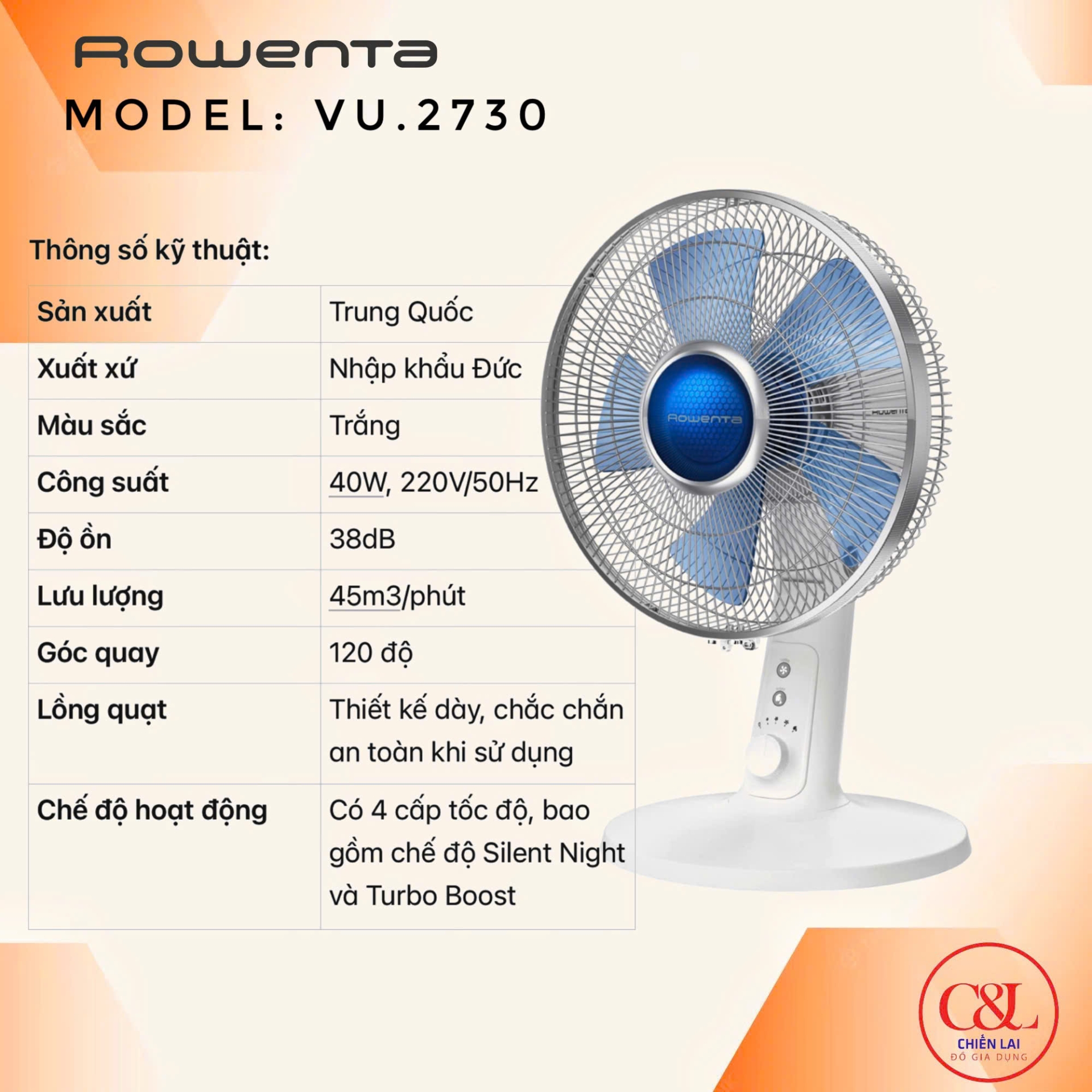 Quạt bàn Rowenta VU2730
