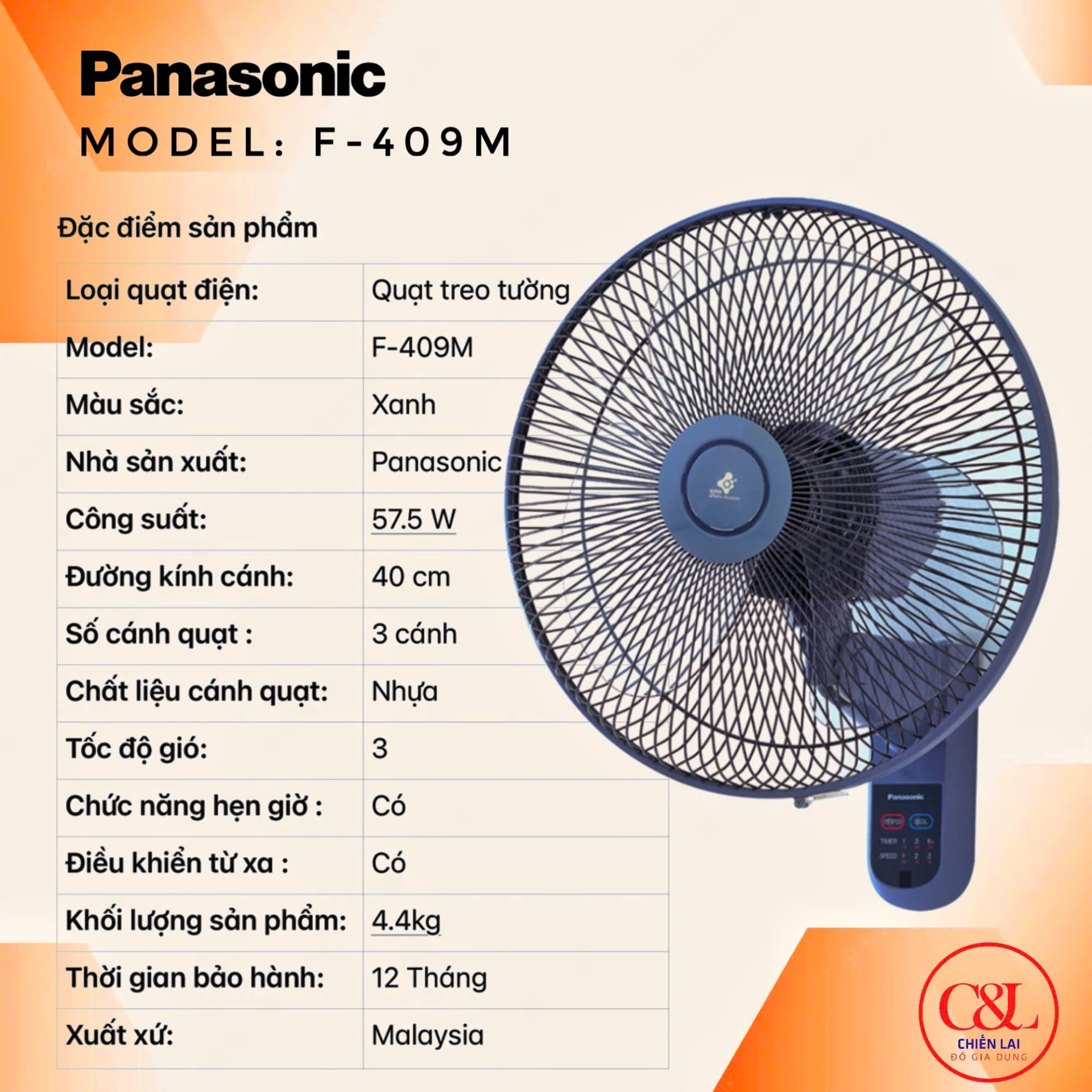 Quạt treo Panasonic F-409M