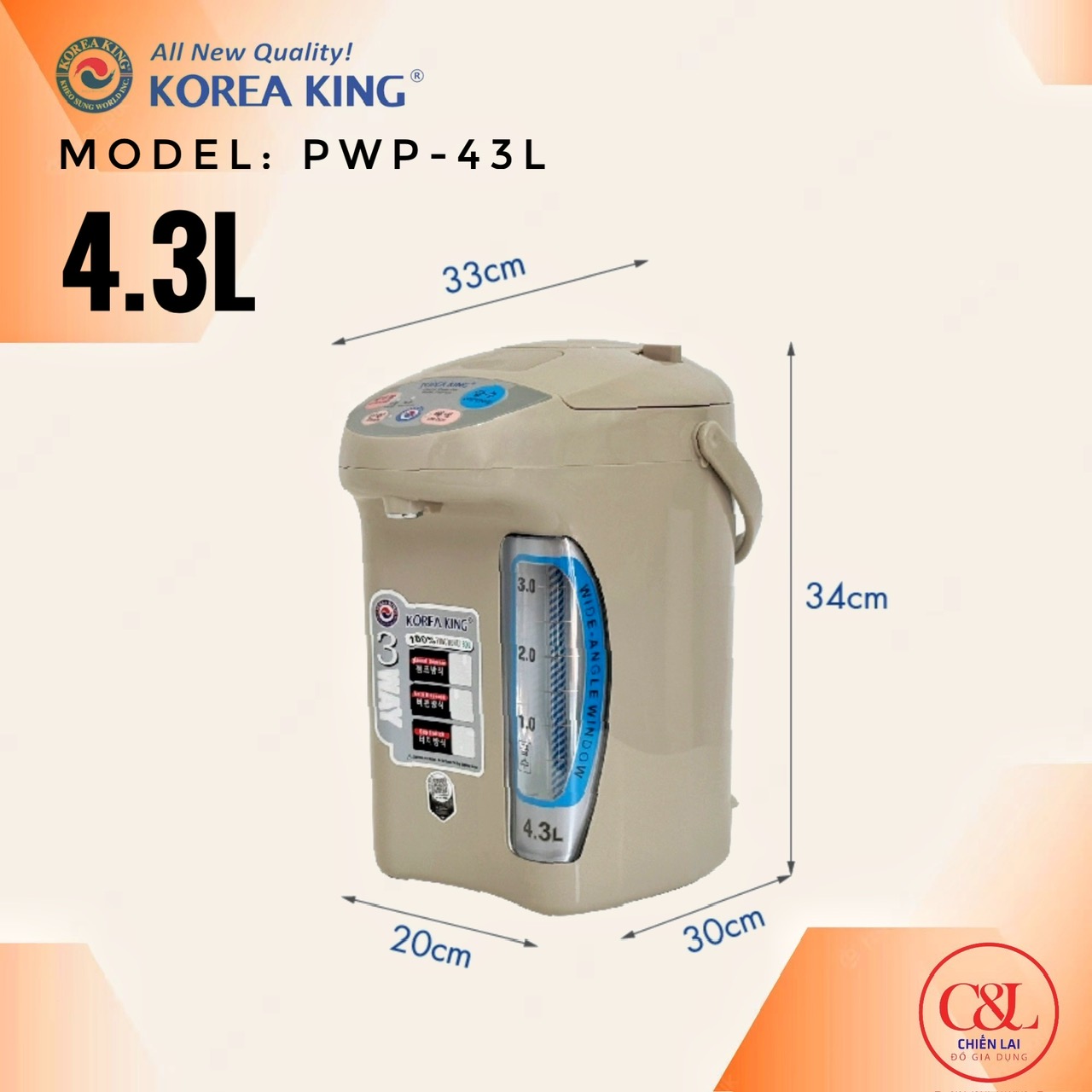 Bình thủy điện Korea King 4.3L PWP-43L