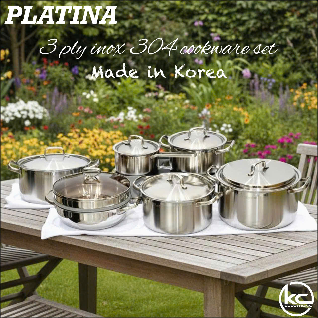 Bộ nồi 3 lớp đáy liền Platina
