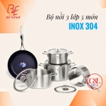BỘ NỒI CHẢO BEHOME 3 LỚP 5 MÓN