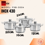 BỘ NỒI FIVESTARS 4 MÓN VUNG KÍNH - BỘ NỒI FS08CG