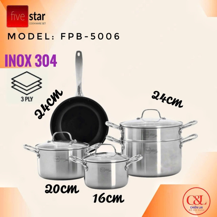Bộ nồi 3 lớp 5 món Fivestar FPB5006