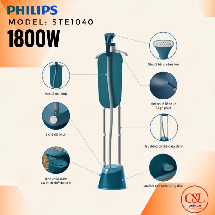 Bàn ủi hơi nước 1800W Philips STE1040