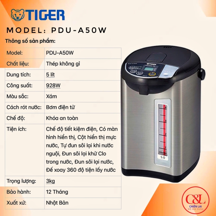 Bình thủy điện Tiger PDU-A50W (??)
