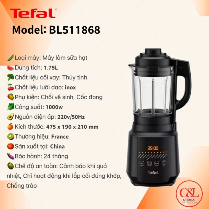 Máy xay sinh tố và sữa hạt Tefal BL511868